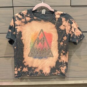 Tie Dye Def Leppard Cropped Women’s Tee Size Youth Large or Womens XS